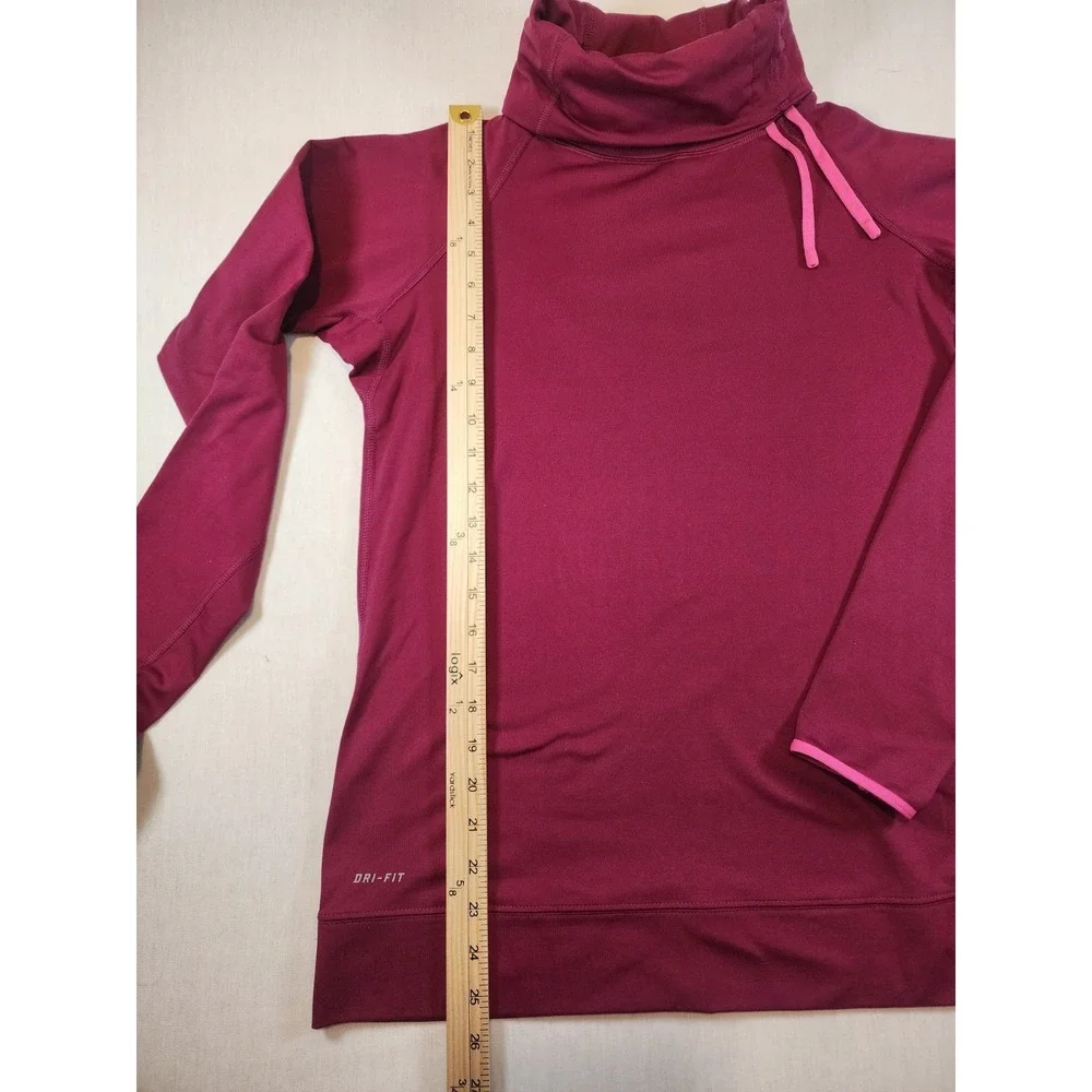 Nike Pro Dri-FIT Womens L Funnel Neck Training‎ Top Berry Pink Long Sleeve Large